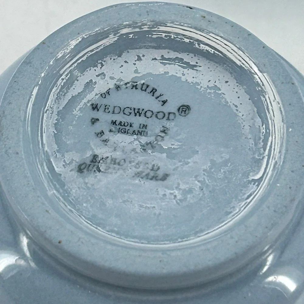 Wedgwood Queensware Cream on Lavender Blue Embossed Grapevine Tea Cup & Saucer